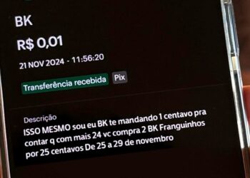 O Idec apresentou uma representação contra a campanha ‘Pix de 1 centavo’ do Burger King