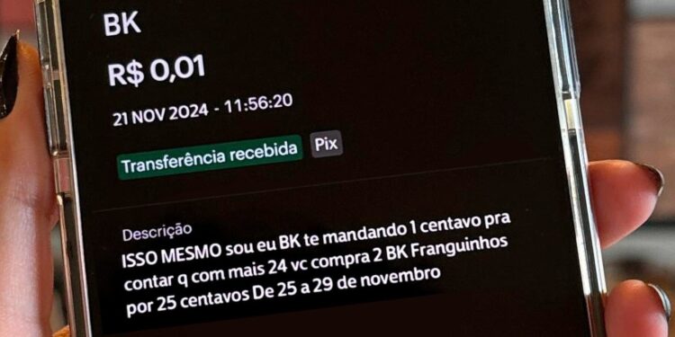 O Idec apresentou uma representação contra a campanha ‘Pix de 1 centavo’ do Burger King